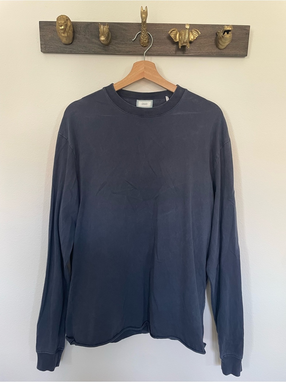 Kith Long-Sleeve Crewneck Shirt - Navy Blue